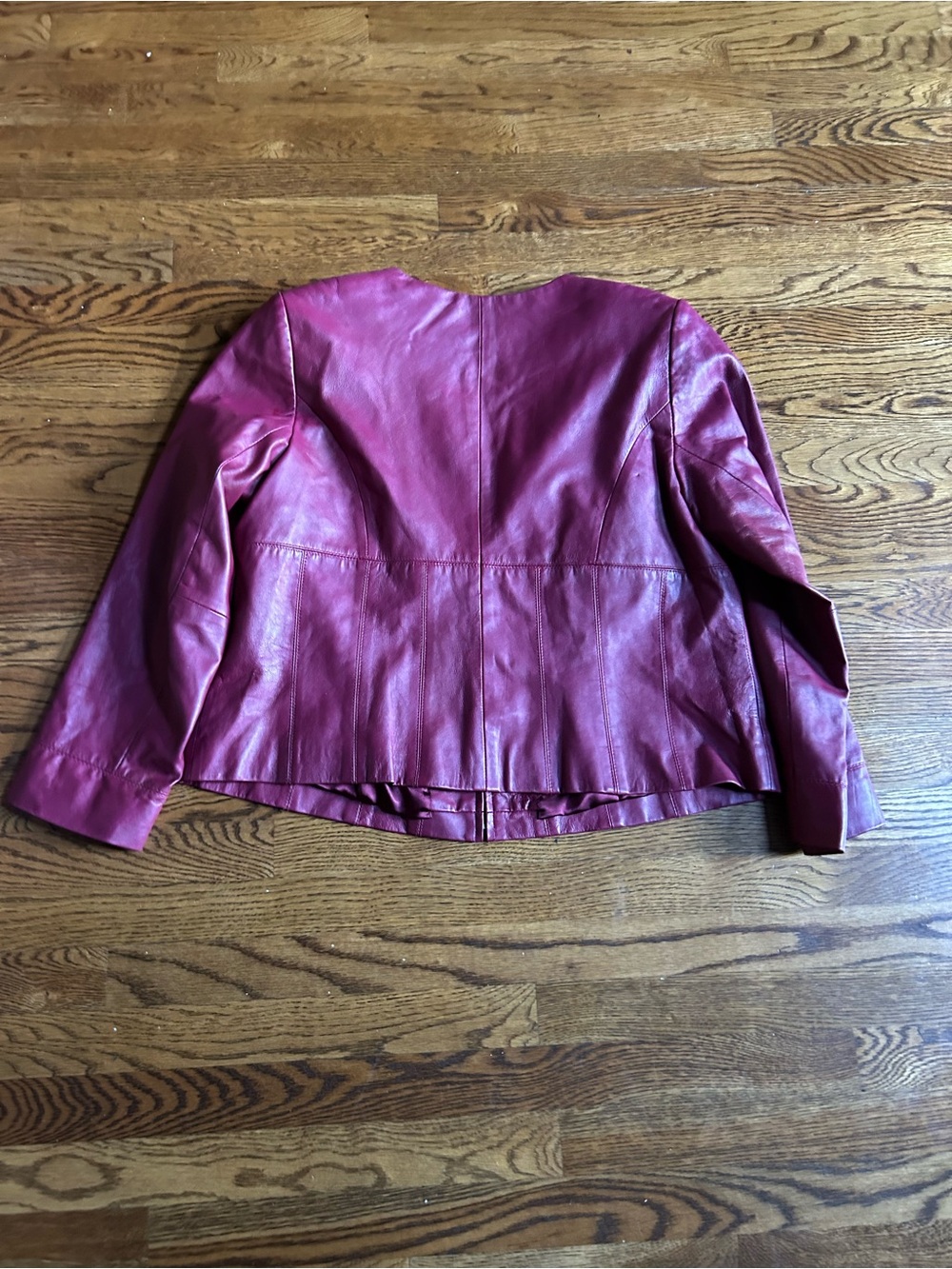 Style & Co Genuine Leather Jacket Burgundy Wine Red Size 18W Plus Size - Picture 9 of 11